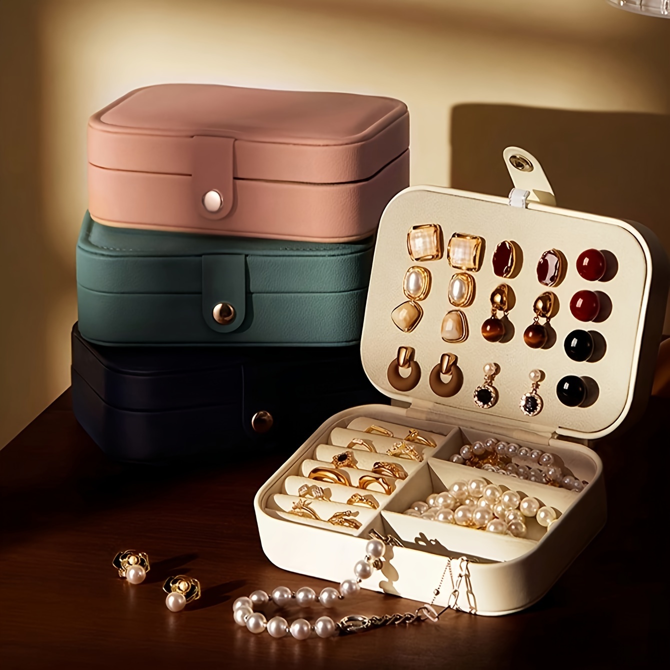 

Contemporary Jewelry Organizer: , Snap , , Storage For Rings, , Necklaces, And Brooches