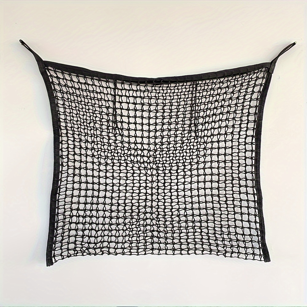 E-shop Langlebiges Polyester Heu-Netz für Pferde & Ziegen - Langsamer Fresser, Großes Öffnungsdesign, 47x35 Zoll, Schwarz und Weiß, mit Kleinen