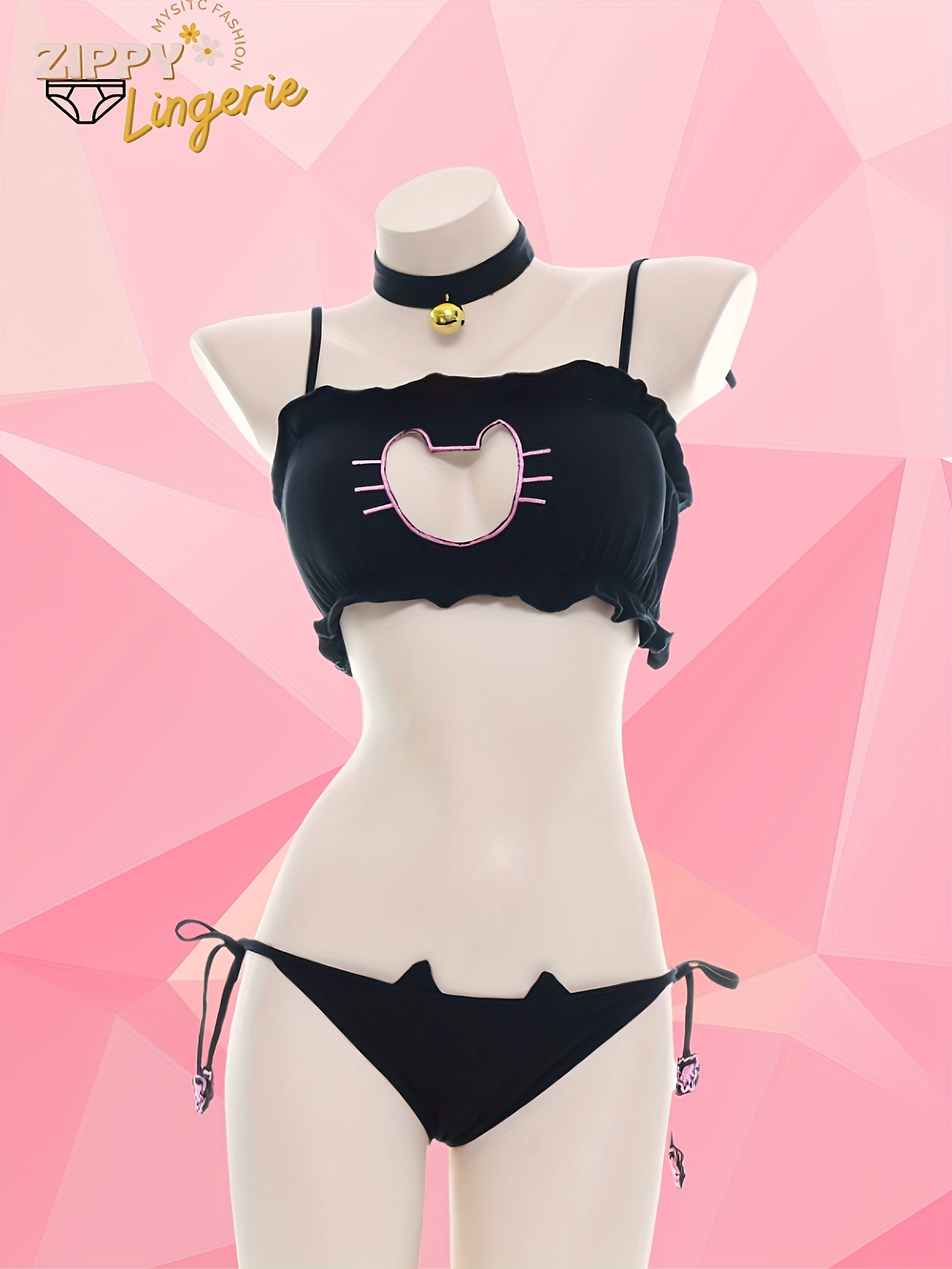 [Autumn Winter] Japanese Korean * Premium Lingerie Set 3pcs Cute * Cosplay  Swimsuit Bust * Premium Lingerie Set (Bra, Panties, Choker) Suitable for  Valentine'S Day