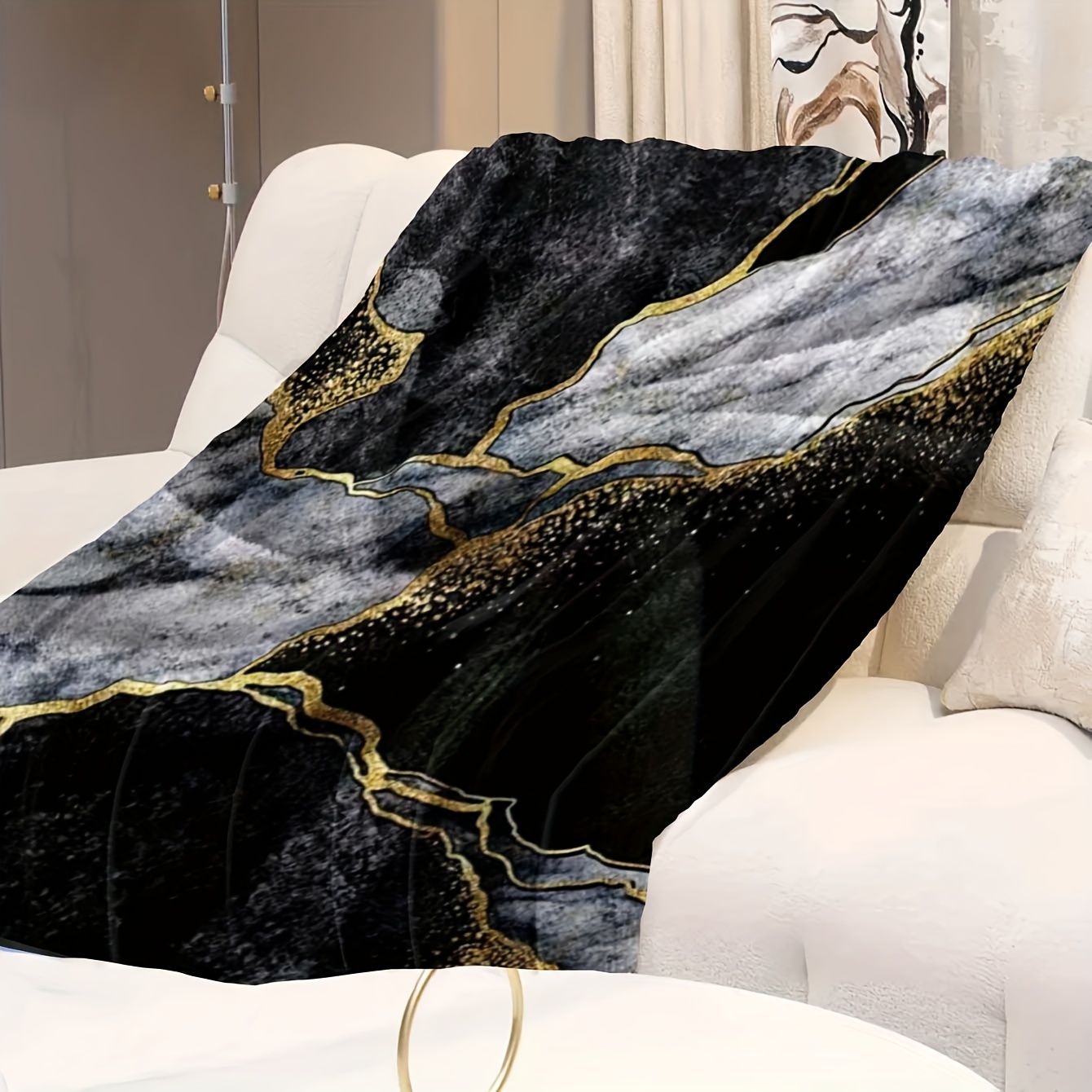 luxurious flannel fleece blanket black pattern Temu South Africa