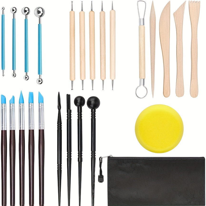 27pcs Pottery Tools Kit Polymer Clay Tools Box Dotting Tools Sculpting  Modeling Shaping, Shop Latest Trends