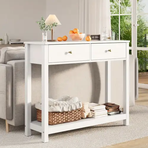 Mesa De Consola Con 3 Niveles Y Cajón - Estante Para Sofá, Pasillo O Entrada - Color Negro Moderno