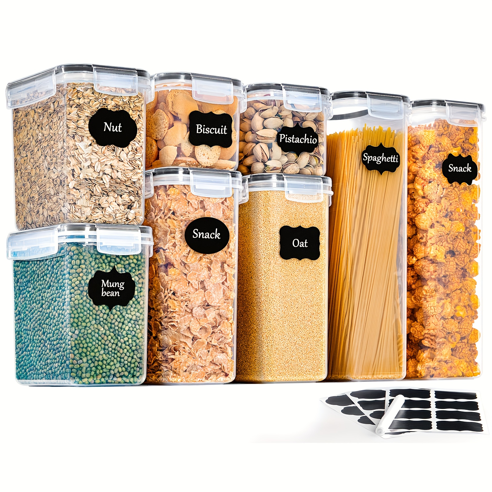 E-shop Möbel sind unverzichtbar! Luftdichte Aufbewahrungsboxen mit Deckel, 8er Set: Aufbewahrungsbox Küche für Mehl Müsli Zucker Spaghetti Lebensmittel