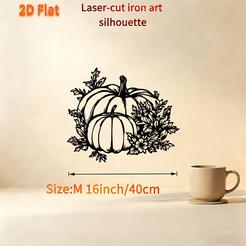 TEMU 2d Flat, 1pc 1pcs Iron Pumpkin Wall Sculpture - Rust-resistant Metal Pumpkin Mural Panel Suitable For Halloween, Thanksgiving Decor, Flat