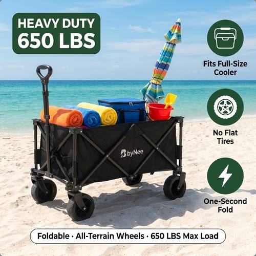 650 450 330lbs heavy duty collapsible folding wagon cart with wheels all terrain folding utility cart with 600d oxford fabric no portable garden wagon with tool holder for camping gardening beach shopping
