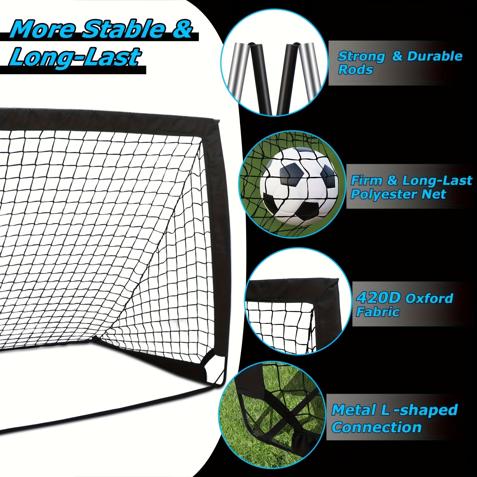 Soccer Goal 4x 3ft. Portable Soccer Goal for Backyard Or Indoor Pop-up Soccer Net with 6 Training Cones, Carry Bag, 8 Ground Stakes