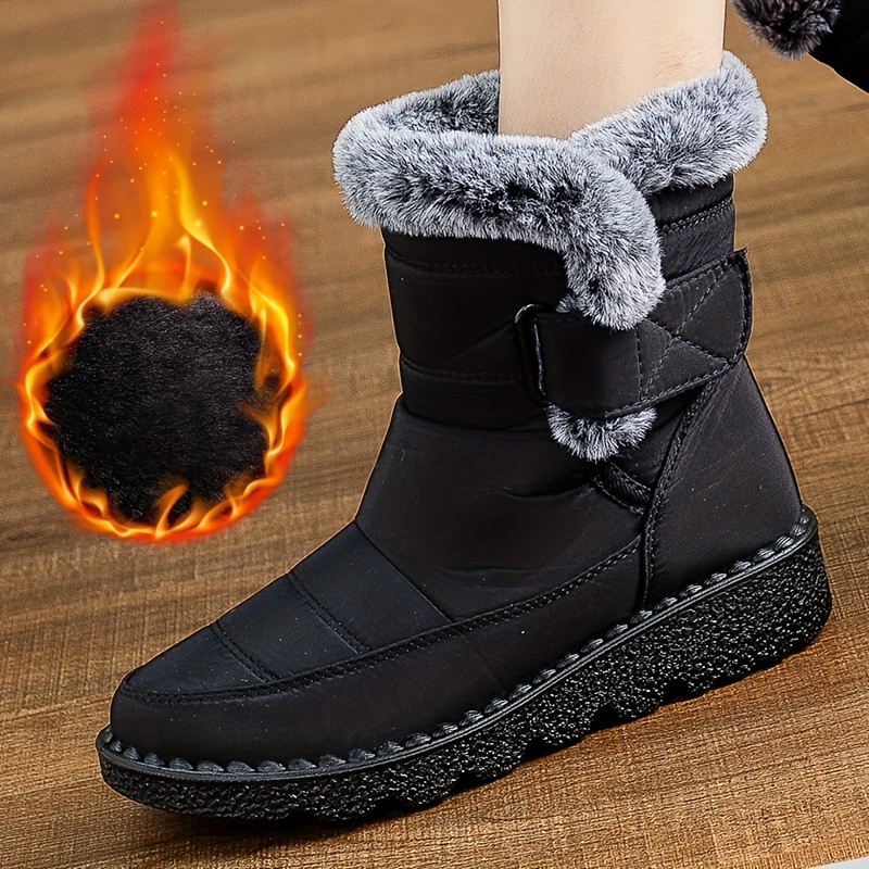 women's plush inner winter snow boots round toe ankle boots - Temu Spain