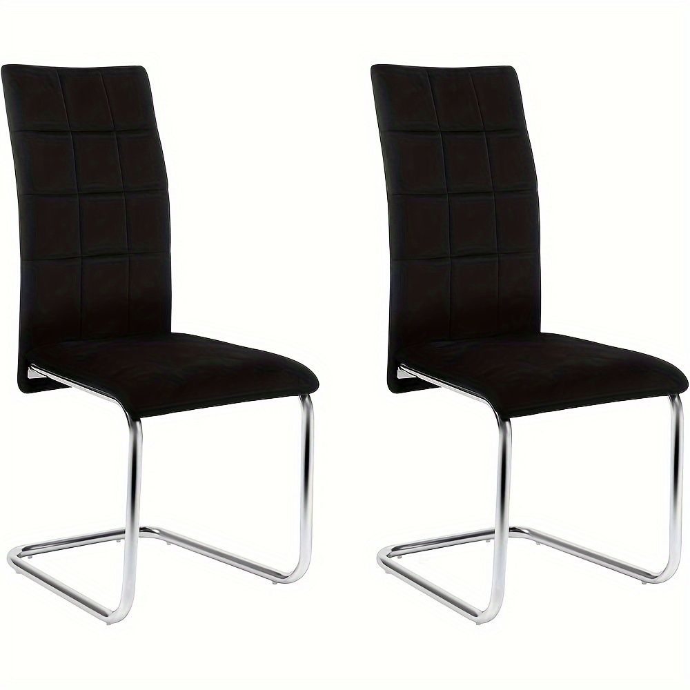 Image of 2pcs Dining Chairs, Cantilever Chair, Free-swinging Chair, Kitchen Chair, Padded Chair With Backrest, Living Room Chair With Velvet Cover, Dining And Kitchen Chair, Metal Legs