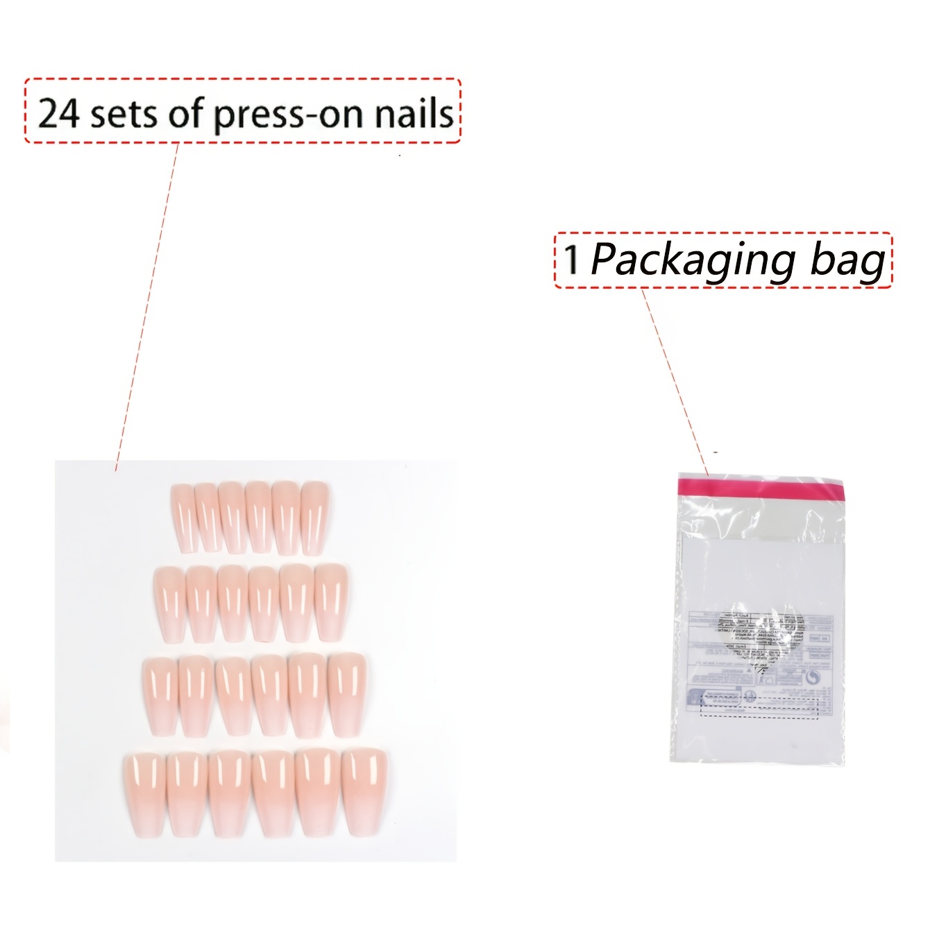 25pcs(24 Wearable Armor+1packaging Bag) Square Minimalist False Nails