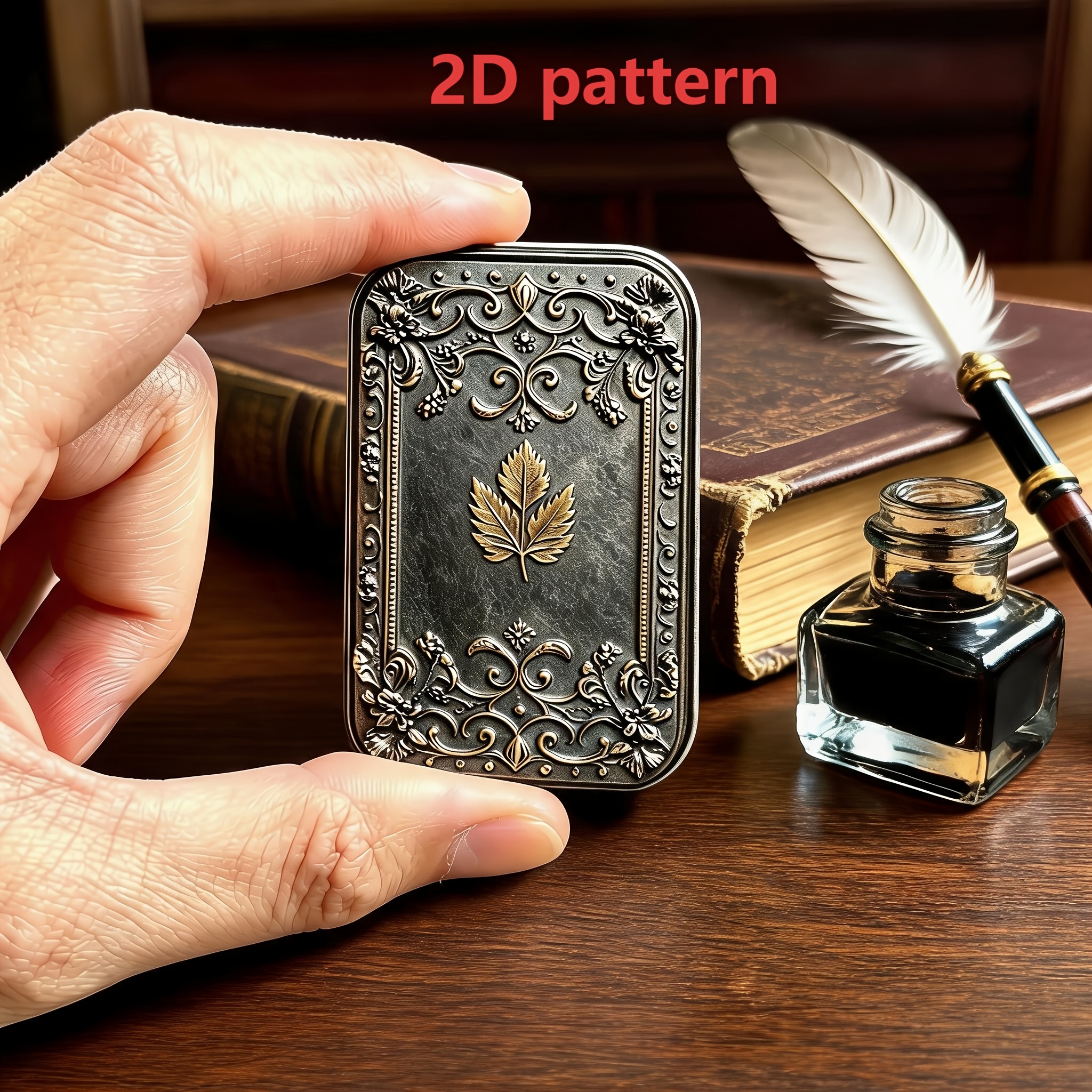 TEMU 1pc Vintage Maple Leaf Sliding Lid Metal Storage Jar, Empty Jar , No Matches Included, Reusable, Compact And Exquisite, Multifunctional Portable