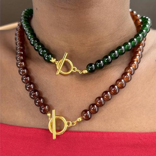 Exaggerated Colorful Beaded Necklace, Fashionable Geometric Ball Chain Choker Necklace, Suitable for Women Wear, Holiday Gifts, Party Decoration - Jewelry