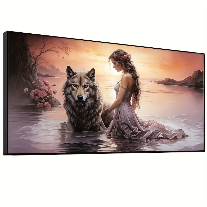 

Beauty And The Wolf 5d Diamond Painting Kit For Adults - Large 15.75x27.57in, Round Diamond Art, Diy Embroidery , Wall Decor, Perfect Surprise Gift