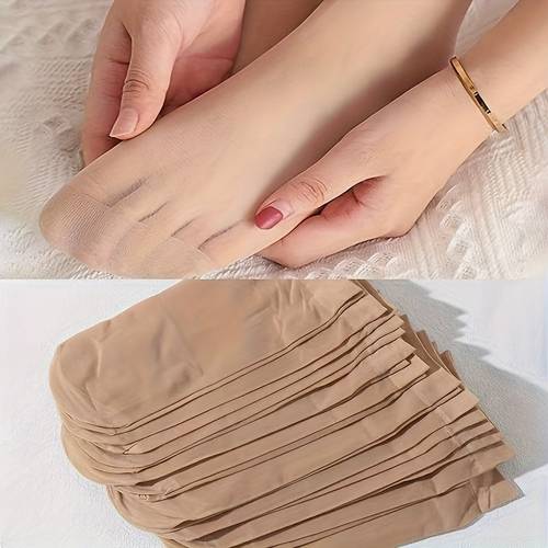 10 paar elegante durchsichtige socken für damen – atmungsaktive & dehnbare wadenstrümpfe, polyester-mischung, transparent, strümpfe