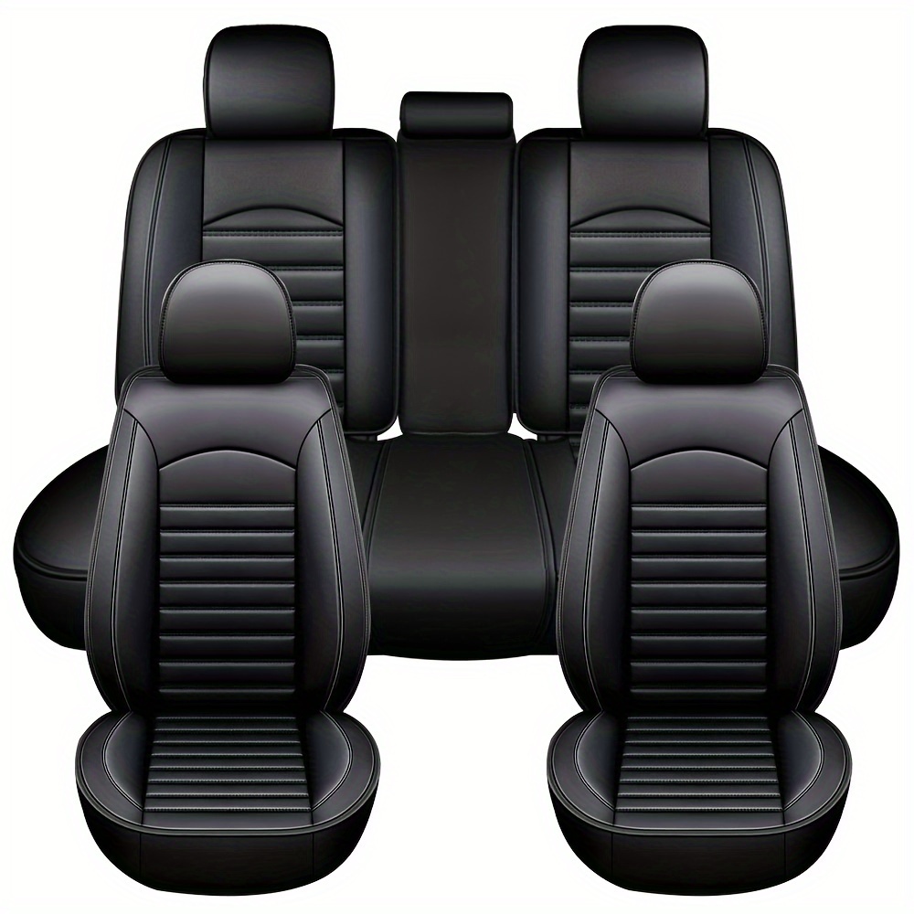 

Car Covers Set, 5 Seats Universal Covers For , Pu Leather Auto Protectors, And Rear Protectors