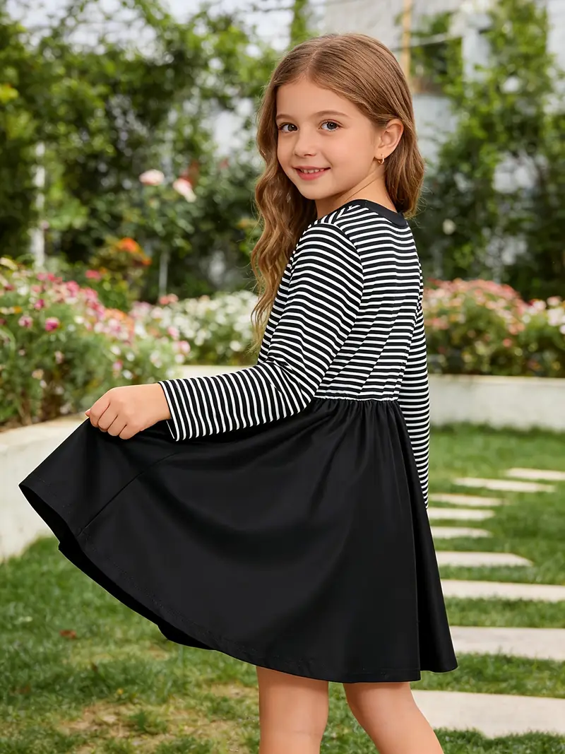 cute long sleeve dress girls featuring a striped cat print - Temu Oman cute long sleeve dress girls featuring a striped cat print - Temu Oman