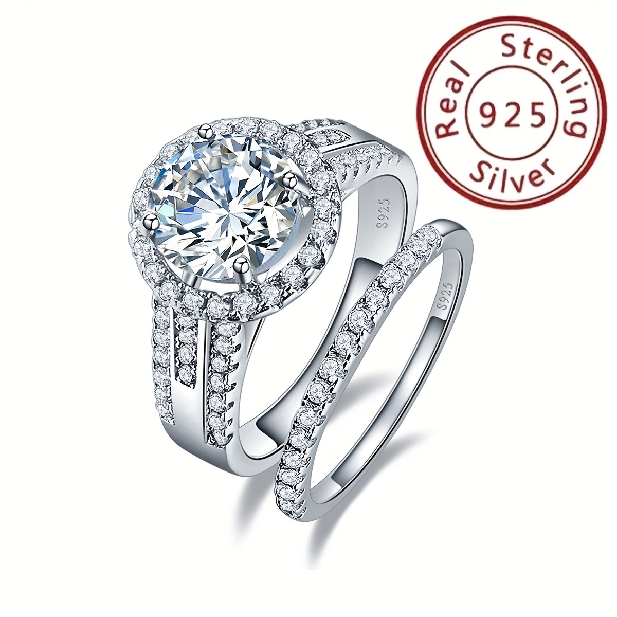 

100% 925 Sterling Silver, Gorgeous Elegant Shimmering Round Zircon Rings On Men's Wedding Gifts