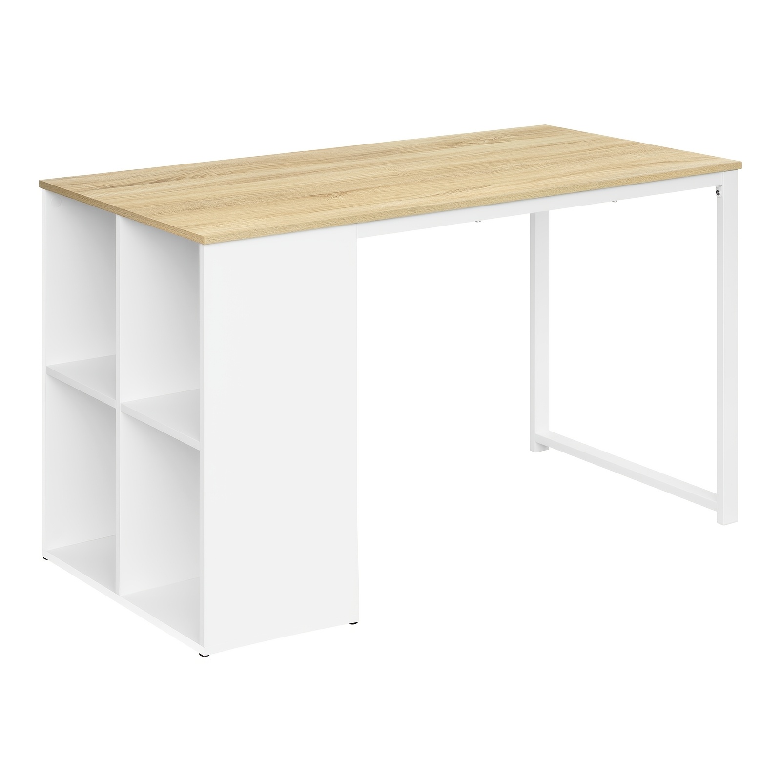 Image of 1pc Office Desk, Computer Desk, Desk With Storage Space, Desk With 4 Storage Bins, Suitable For Home Office Computers, Suitable For Study Rooms, 120x60x75cm, Oak