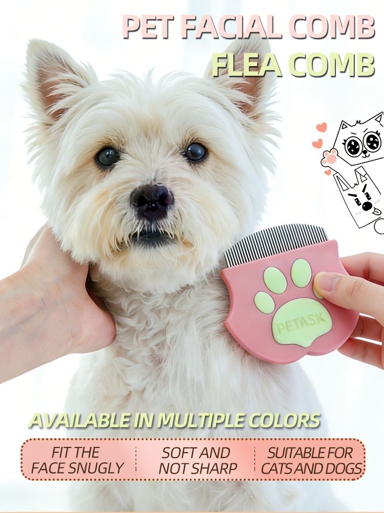 pet facial comb small face comb   rabbit wide tooth comb needle comb round head curved comb flea tail cleaning comb Product details 0
