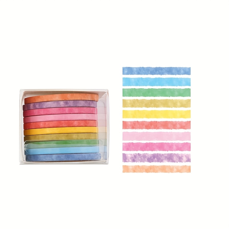 TEMU 10 Rollos de Cinta Washi Estrecha para Mascarilla, Cinta Decorativa Delgada de Básico Adecuada para , Manualidades, Diarios, Planificadores,
