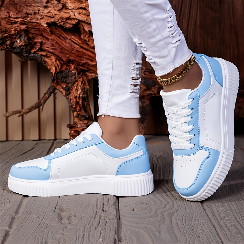 TEMU ZERJER Damen Casual Low-Top Schnür-Sneakers - Atmungsaktives Futter, Bequem für alle Jahreszeiten, Leichtes PU-Gewebe + EVA-Sohle, Einfaches