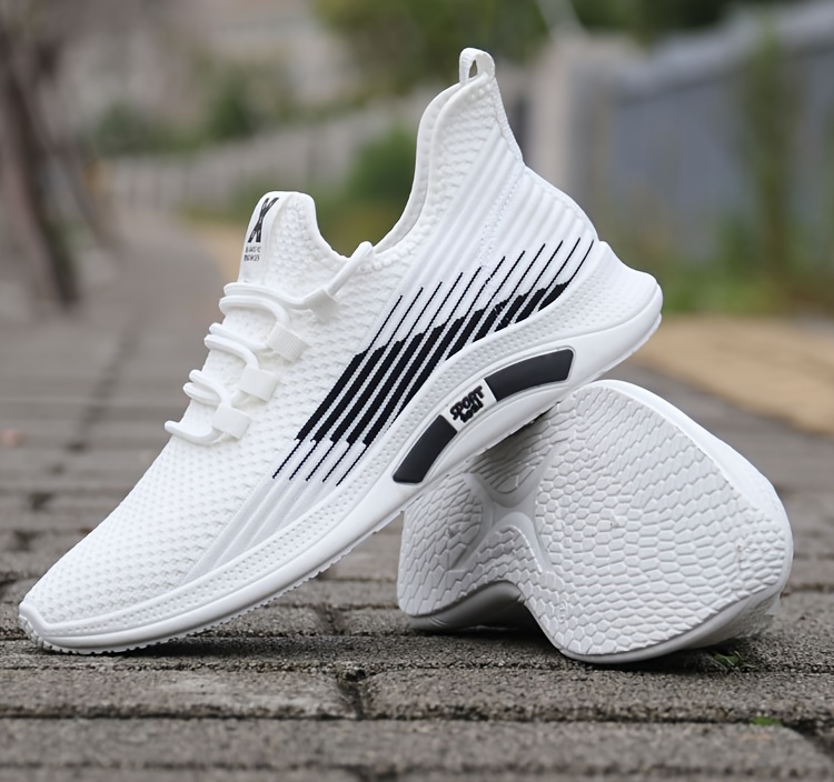 mens shoes mesh breathable non slip white sneakers mens - Temu display picture 2