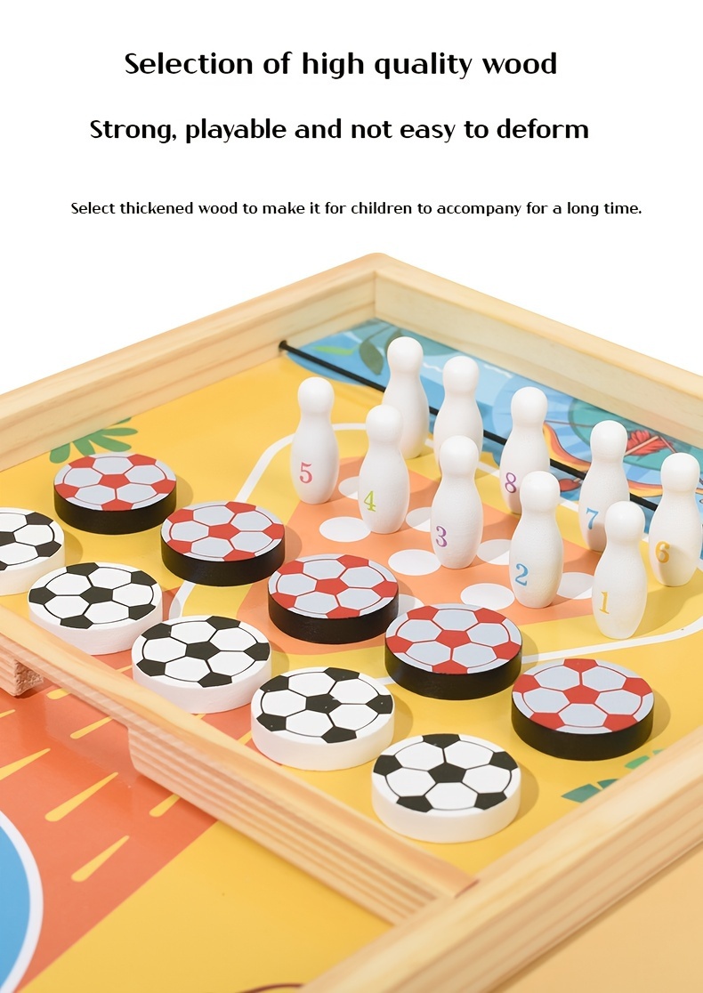 Luxurious 5-in-1 Color Wooden Tabletop Game Set for 2025 - Dual Function Multi-Game Board with Table Tennis, Chess, Hockey, Bowling, and Ludo - Ideal for Family Entertainment and Holiday Gift, Family Entertainment Gift|Vibrant Game Design|Durable Wooden Pieces, Game Accessories
