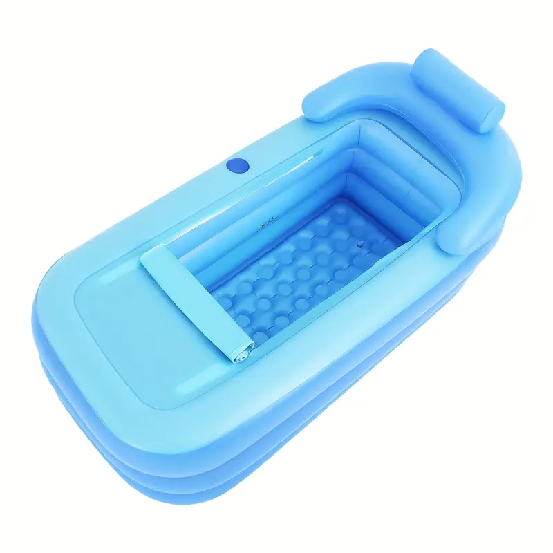 inflatable wannka dla dorosłych z ergonomicznym oparciem i podłokietnikami, przenośna składana wanna spa do podróży, gruba baza masażująca z pianką, bez pompy, trwałe pvc odporne na zarysowania – wygodny dozownik do domu i podróży szczegóły 0