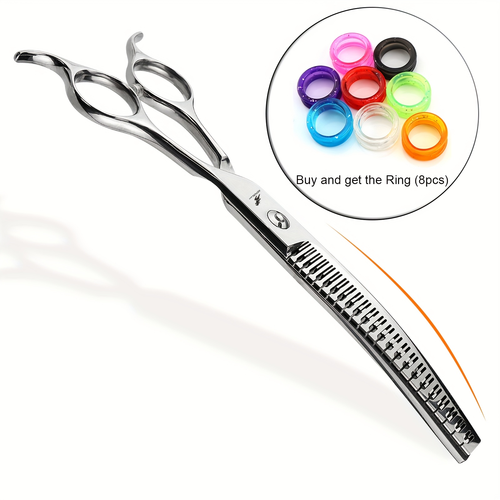 

Silvery Dog Pet Grooming Scissors Curved Scissors For Thinning And Trimming Teeth