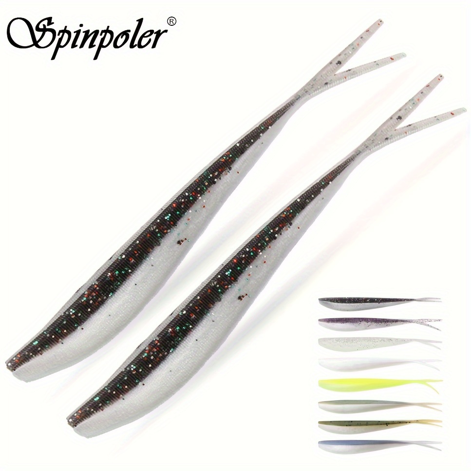 

Leurre de pêche souple Spinpoler Soft Jerk - 2", 3", 4" Split Tail Swimbaits pour bar, truite et perche - 10 pièces/sac