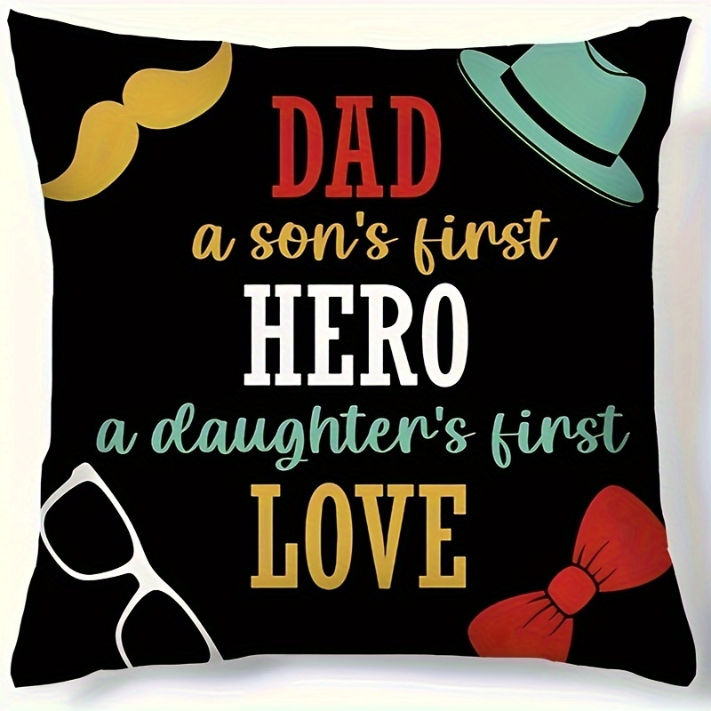 

1pc, Father's Day Single-sided Printed Peach Skin Velvet Home Decoration Holiday Decoration Car Decoration Pillowcase (excluding Pillow Core)