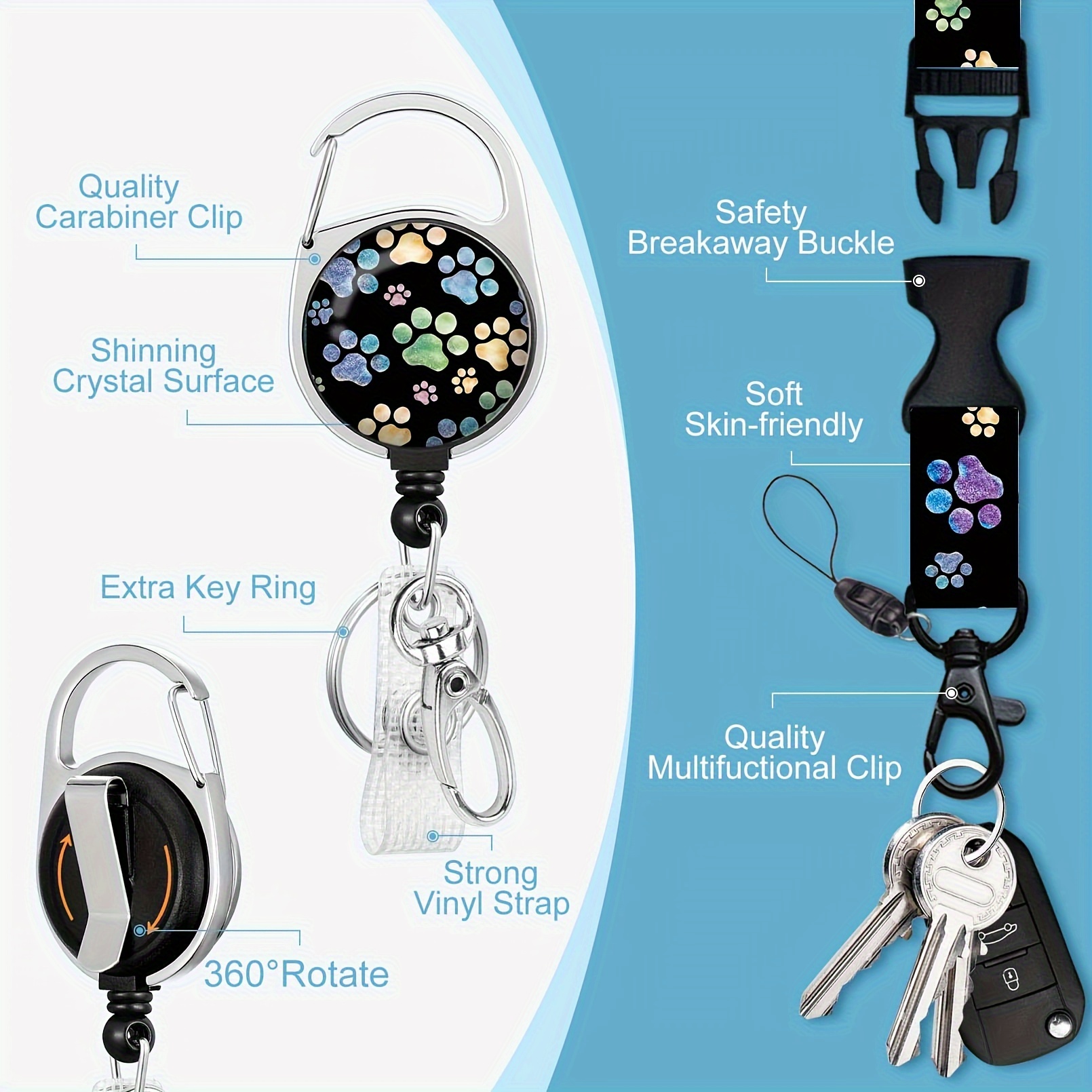 Id Badge Holder with Breakaway Lanyard, Black Cat Badge Reel Retractable  Heavy Duty and Detachable Name Tag Clips, Im Fine Everything is Fine  Lanyards for Id Badges, Nurse Teacher Office Gifts