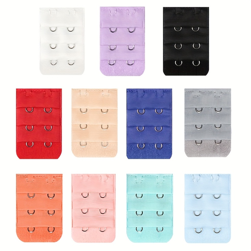 Image of 11pcs Softtouch Bra Extenders, 1.26in Elastic Polyester Bra Straps With 2 Metal Hooks, Comfortable Underwear Accessories For Women, Solid Color Lingerie Enhancers
