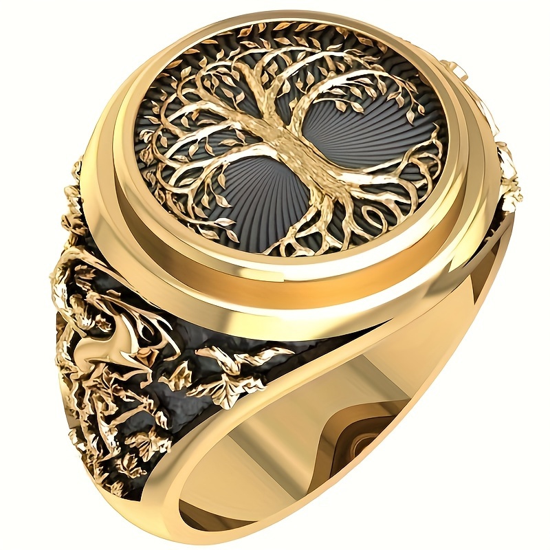 

1pc Tree Pattern Alloy Ring, Punk Fashion Men's Jewelry Gift