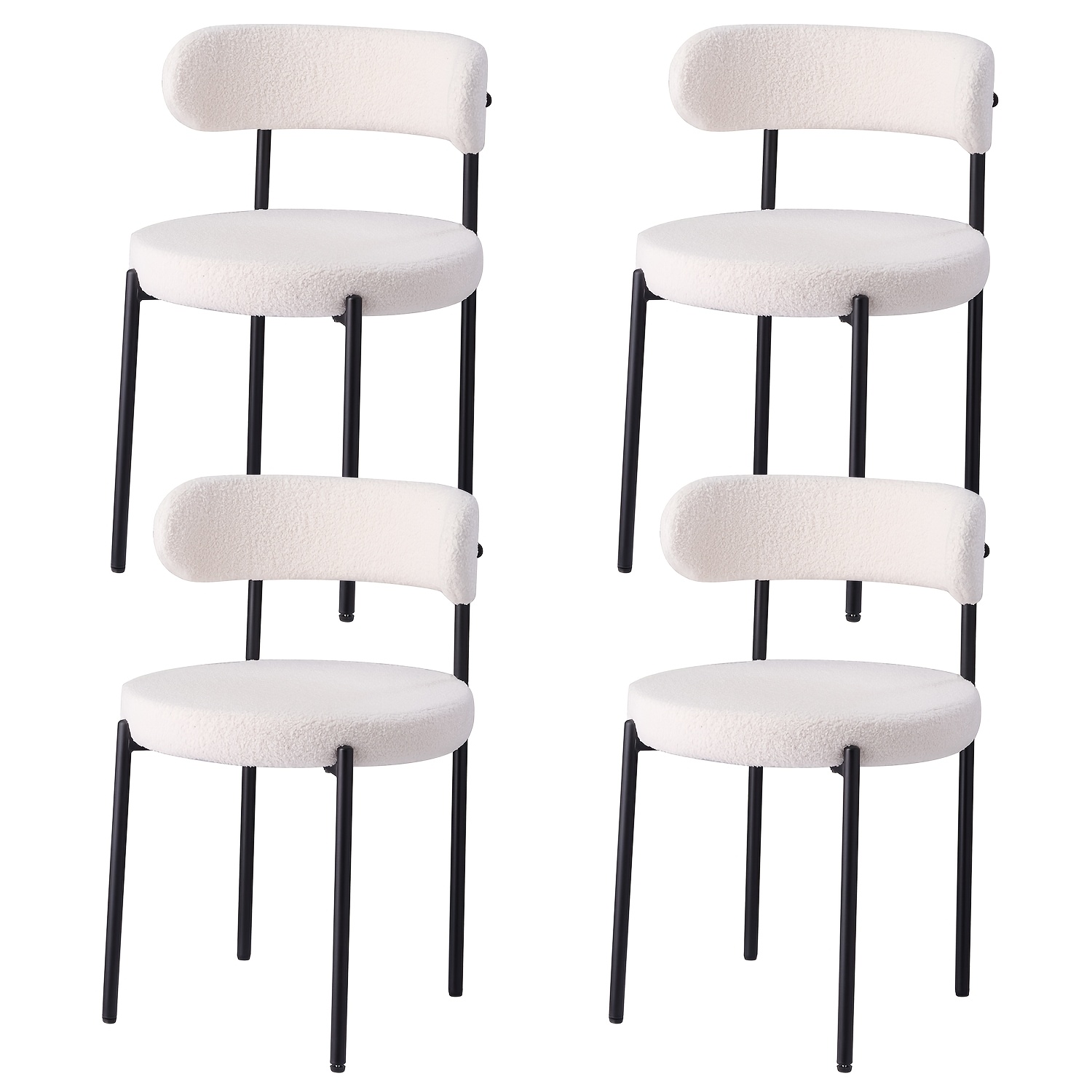 Image of Egoonm Set Of 4 Modern Dining Chair, Round Dining Chair, With Curved Back And Thick Cushion, Comfortable Wide Seat, Metal Legs, Kitchen Chairs, For Living Room Kitchen Home /grey