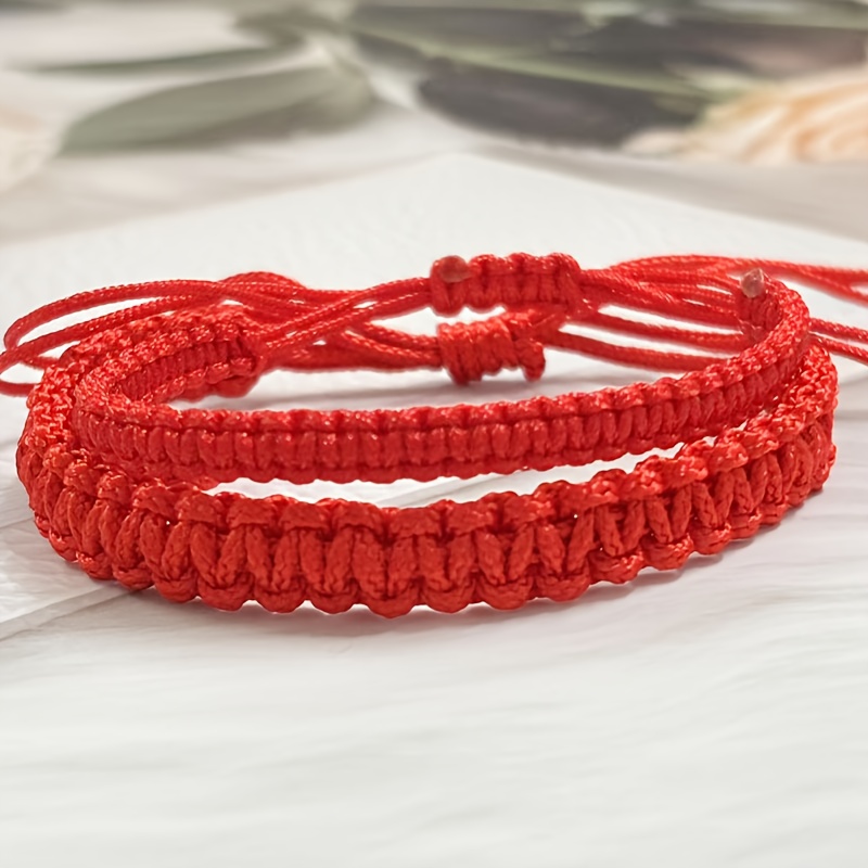 Red and Black Adjustable Friendship Bracelet, Couple Style