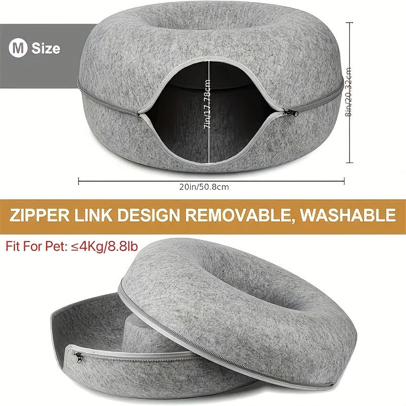 Play Donut-Shaped Cat Bed & Interactive Felt Tunnel