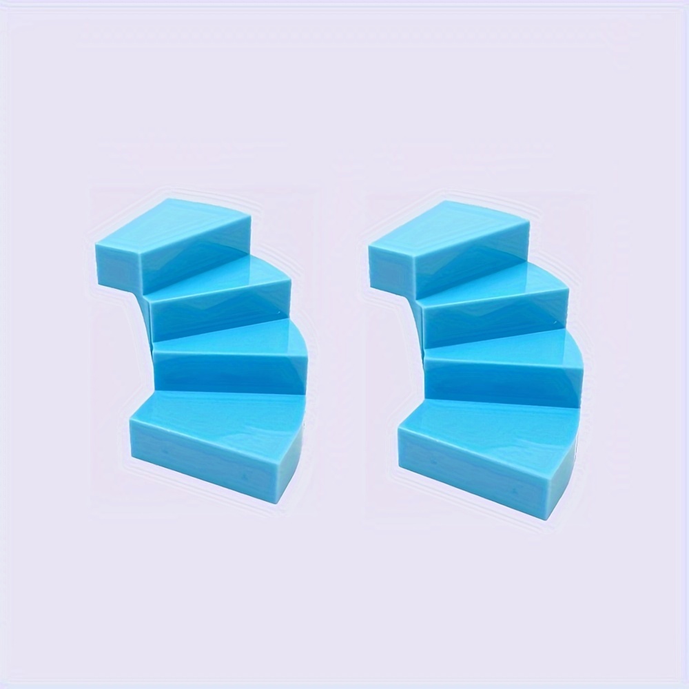 Image of Set Of 2 Building Block House With Rotating Stairs, Measuring 6x6x4, Perfect For Family Scenes, Ideal As A Christmas Or Birthday Present