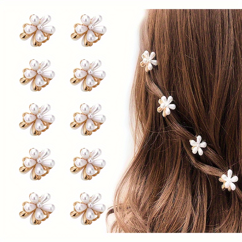 

10pcs Bling Bling Rhinestone Decorative Small Chrysanthemum Shaped Hair Clips Cute Hair Grab Clips Trendy Hair Decoration For Women And Daily Use