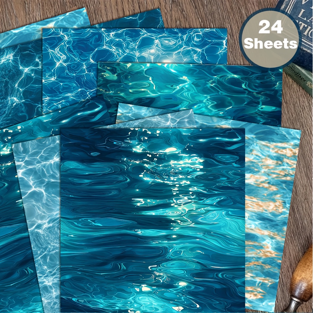 TEMU 24 Sheets Of 6x6 Inch Fresh Ripple /journal Paper, Light And Shadow Transparent Elements. Suitable For Collage, Origami, And Journaling