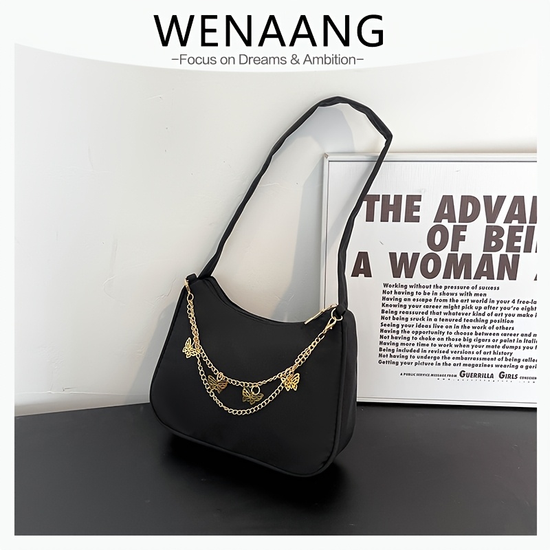 Image of Leisure Solid Color Women's Shoulder Bag With Chain Decoration And Zipper Design Suitability For Vacation Holiday And Party