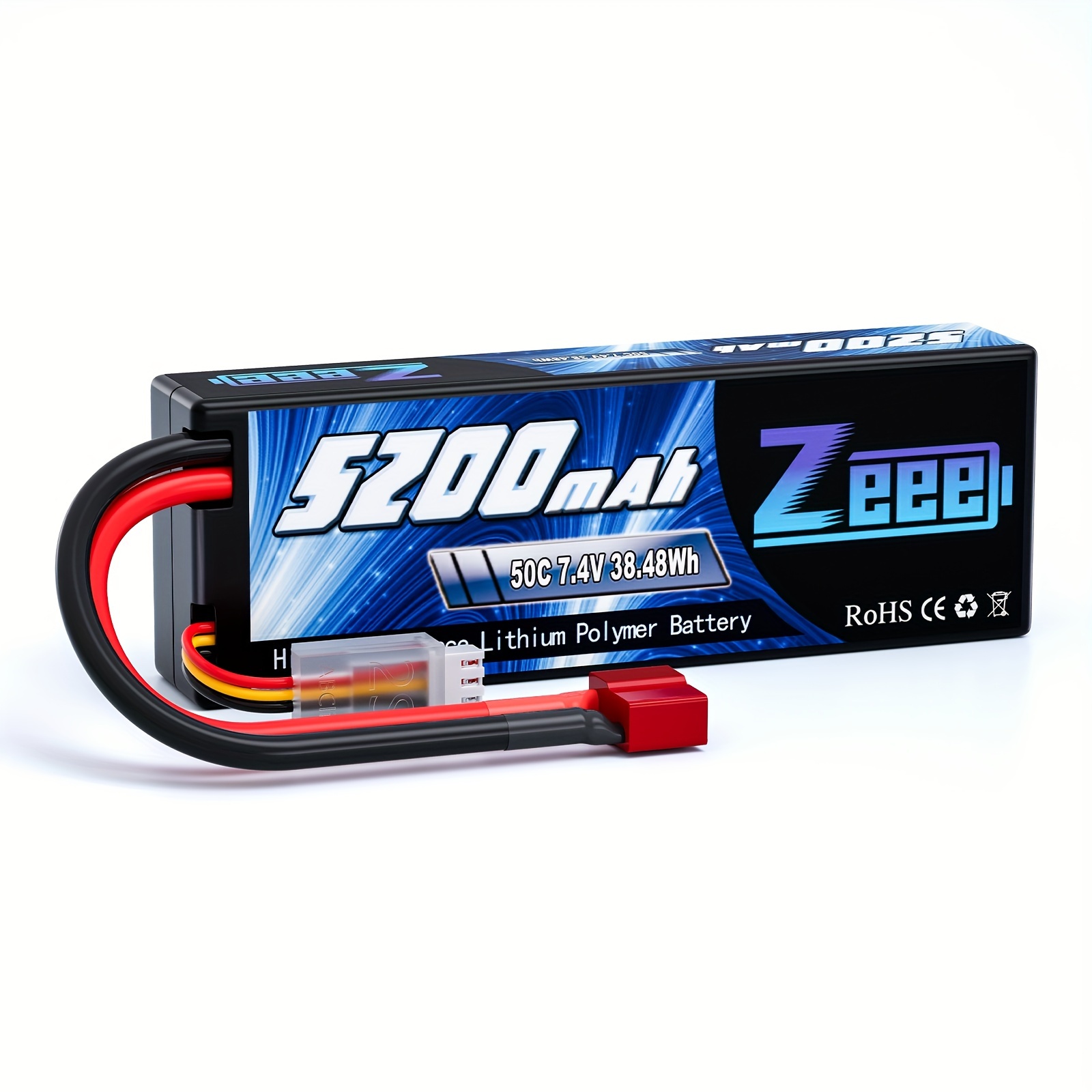 

Zeee 2s 5200mah Lipo Battery 7.4v 50c Hard Case With T Plug For Rc Truck Rc Truggy Rc Heli Airplane Drone Fpv Racing (1 Pack)