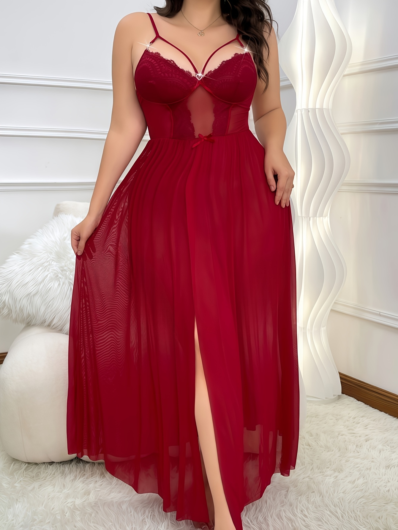 plus size women' color semi transparent lace Temu Germany