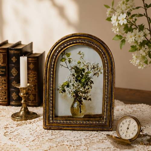 1pc retro arched frame elegant random photo paper suitable for decorating living room or bedroom