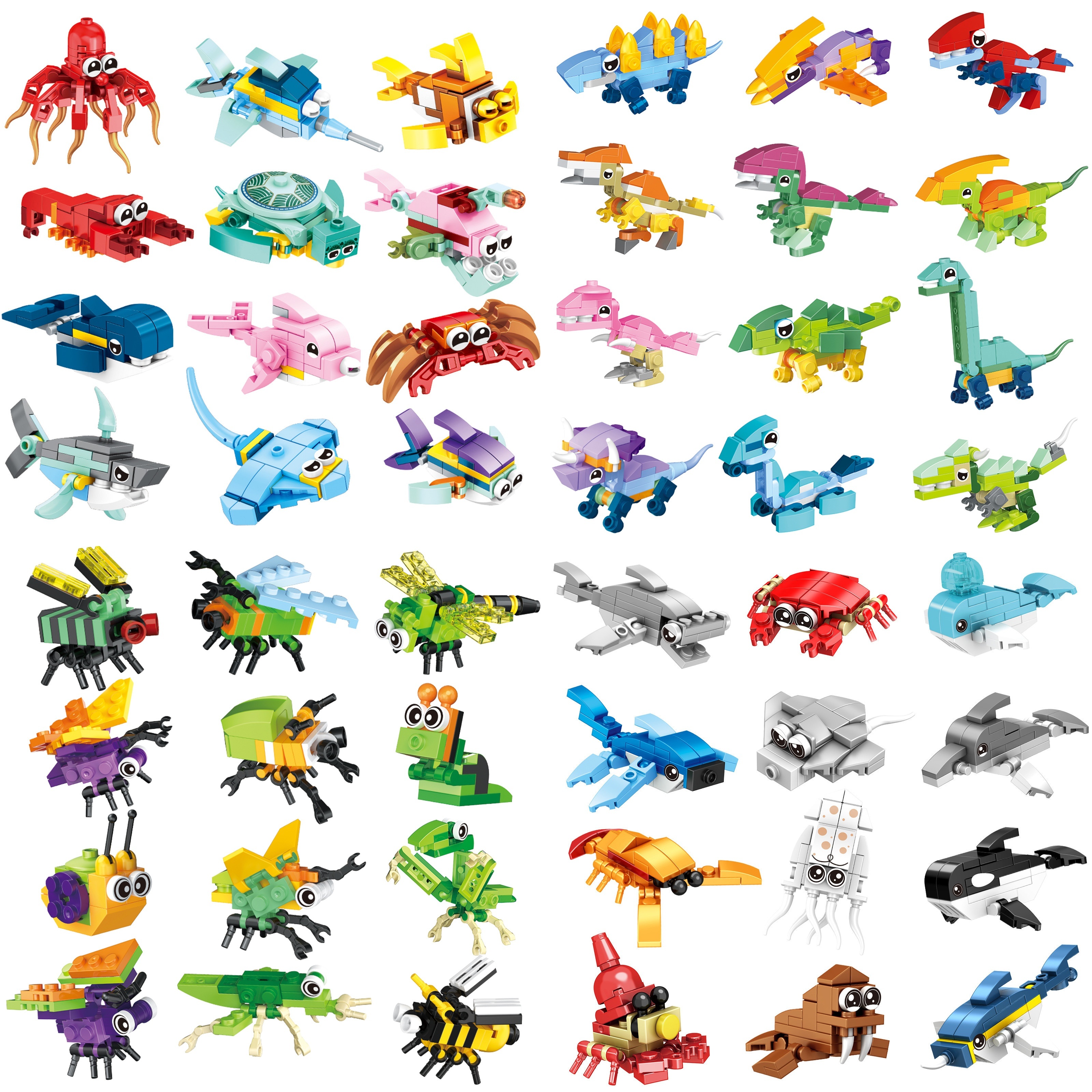 

48 Pieces Building Animals, Into 4pcs Big Models, Building Blocks 1420pcs, Assembled Animal Diy Model, Intelligent Toys For Birthday Christmas Gifts