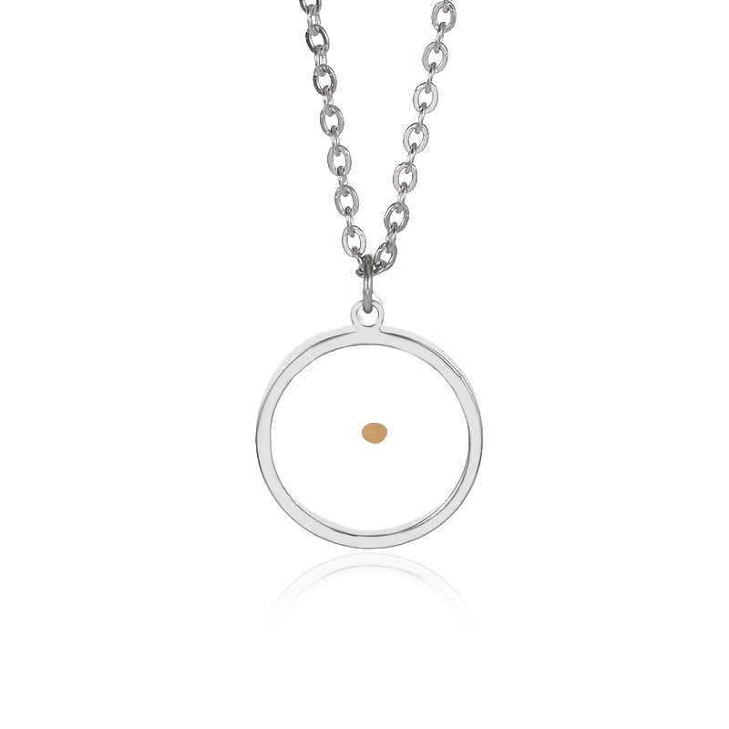 TEMU 1 Classic, Fashionable, And Unique Stainless Steel Round Pendant Necklace, Jewelry, Everyday Wear, New Year's Gift