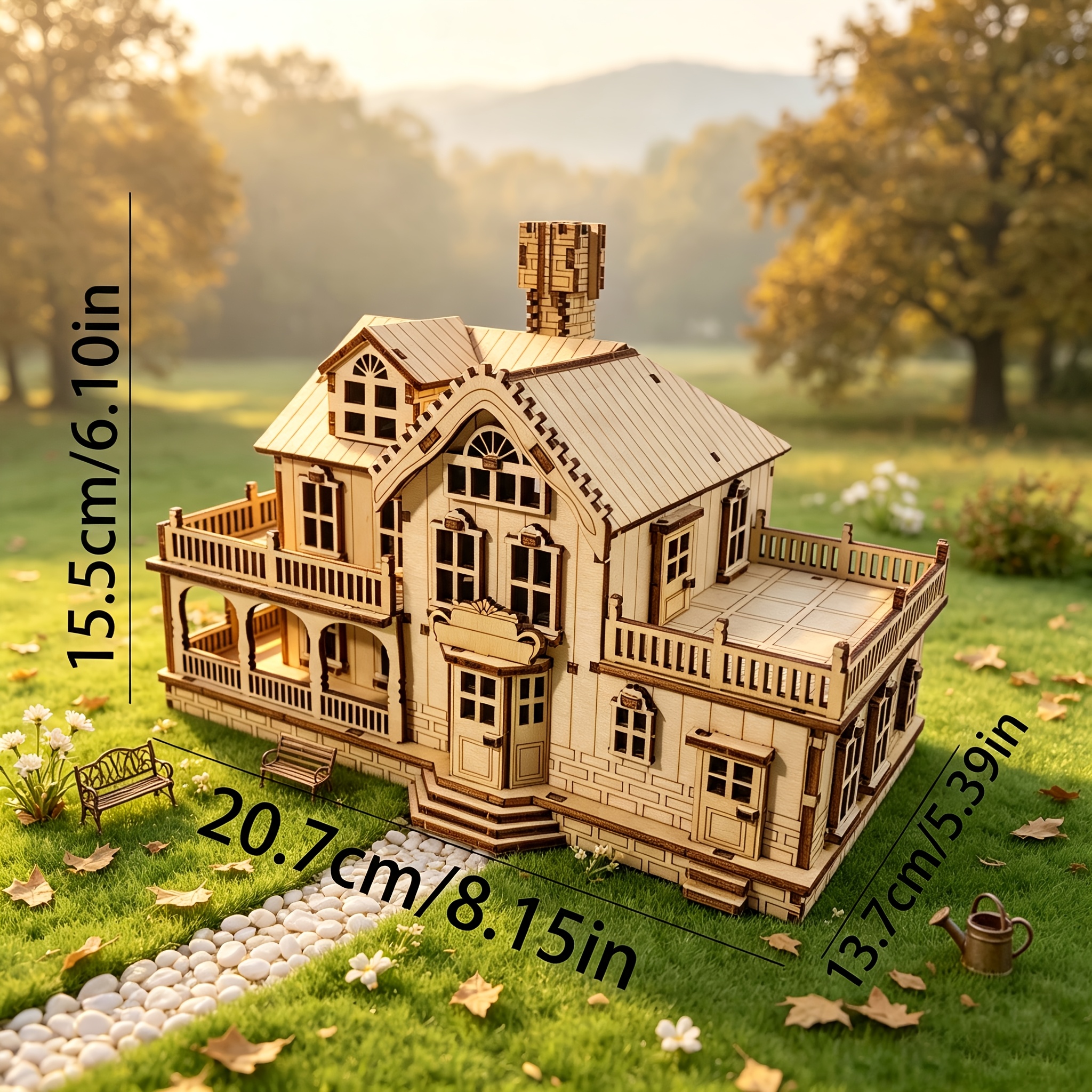 TEMU Birthday Holiday Gift Wooden Mini Country Villa Dollhouse 3d Building Puzzle Present For Girls Women Craft Hobby Lovers