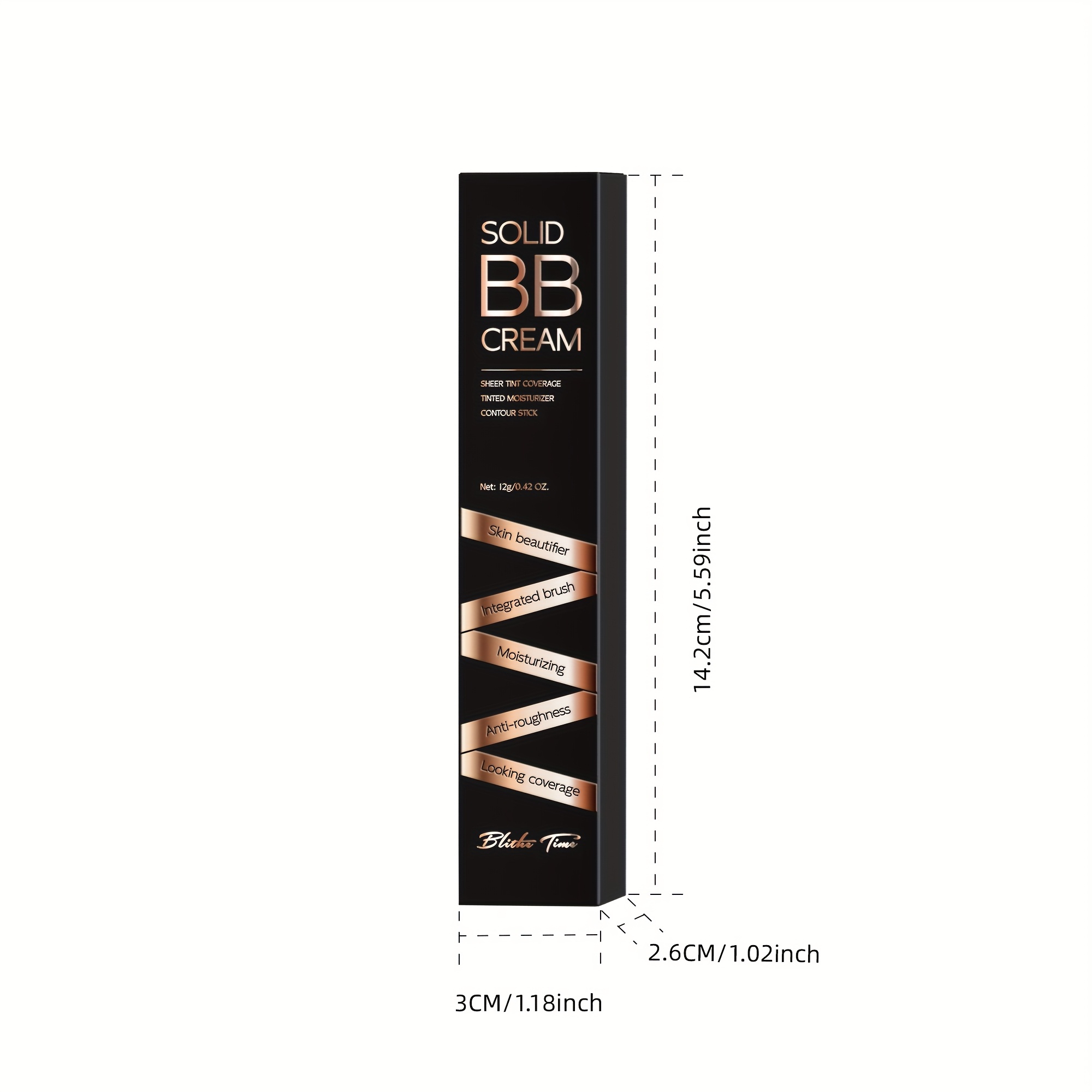 Blithe Time BB krema u stiku 12g/0.423 Fl.oz | Prirodni efekt šminke, zaštita od vode i znoja, učvršćivanje i kontrola masnoće, dvostruki stik s kistom za puder, prenosiva za putovanja