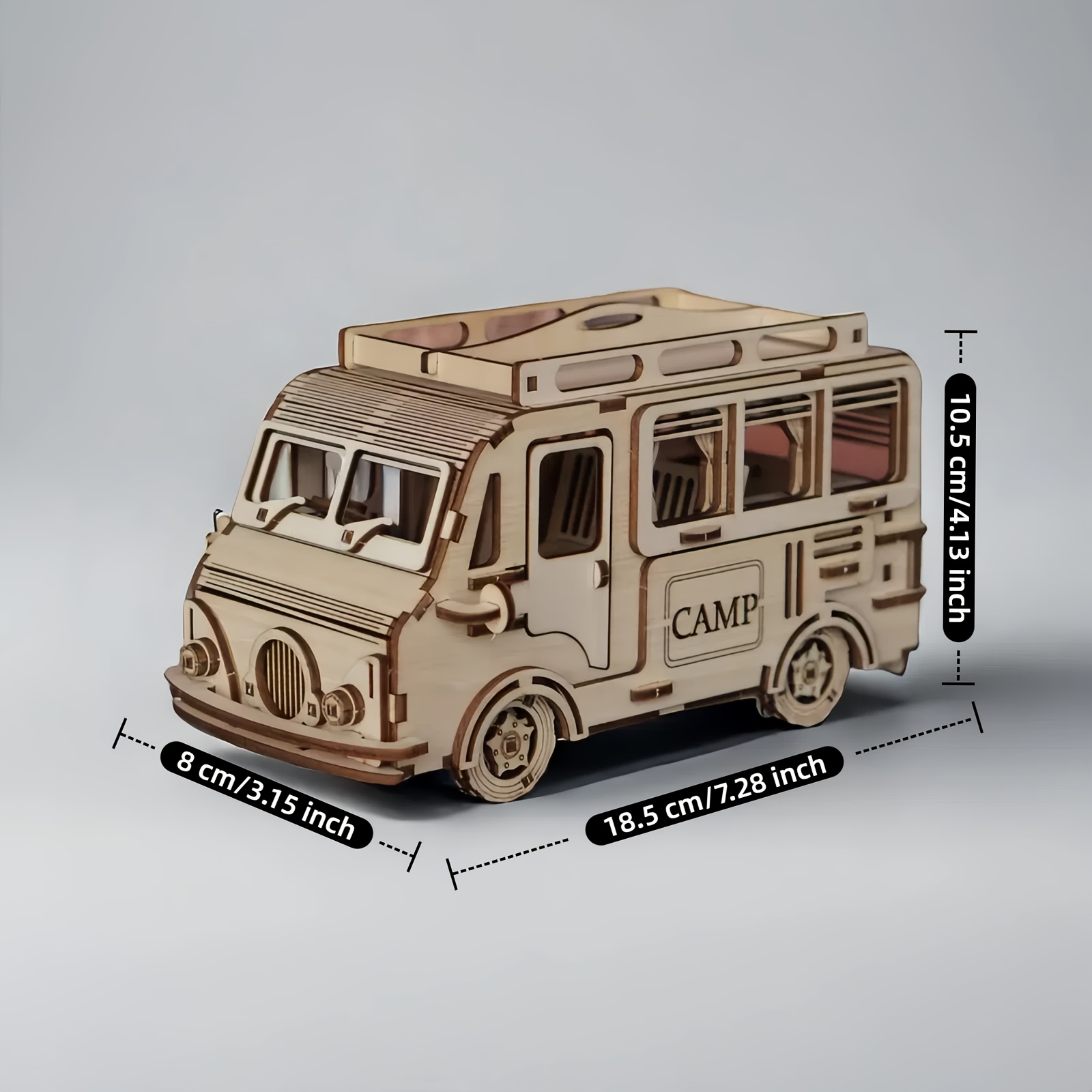 Holz Campingbus 3D Puzzle - Pädagogisches Spielzeug Für Kinder 30x12x14cm