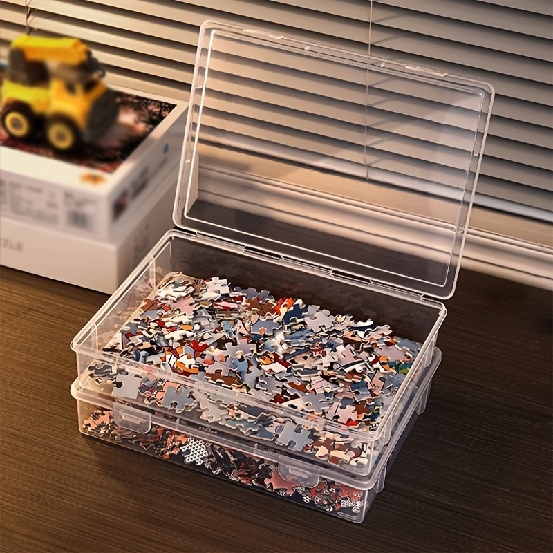 Transparent Plastic Storage Box with Handle for Puzzle Toys, Building  Blocks Small Parts Organization Clear Compartment Organizer for Easy  Visibil