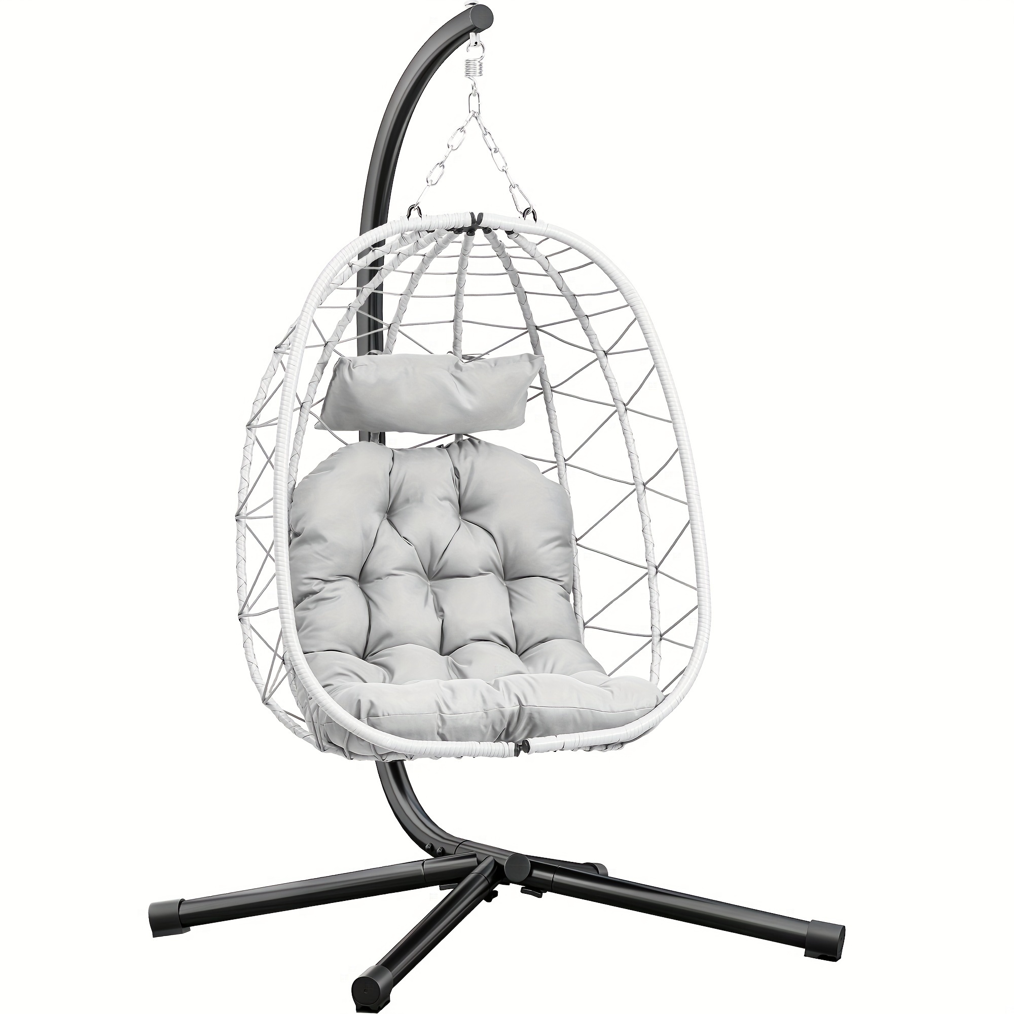 

Cozrex Hanging Wicker Egg Chair W/stand Hammock Swing Chair+cushion For Patio Garden